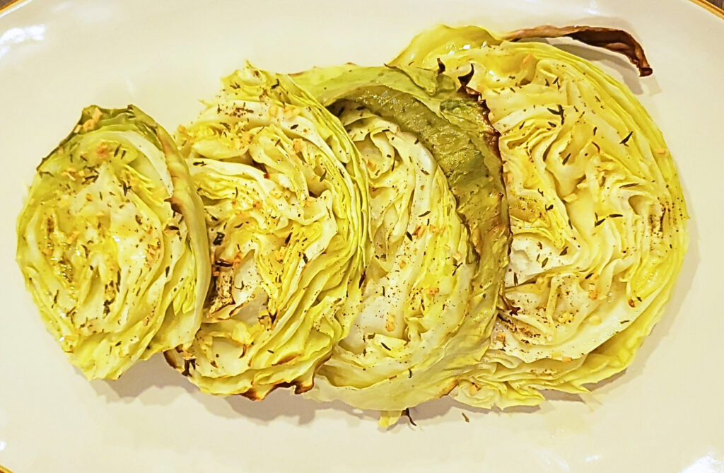 Plated cabbage steak recipe