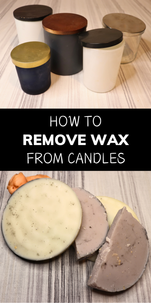 two pictures of candles and wax with the title: How to Remove Wax From Candles