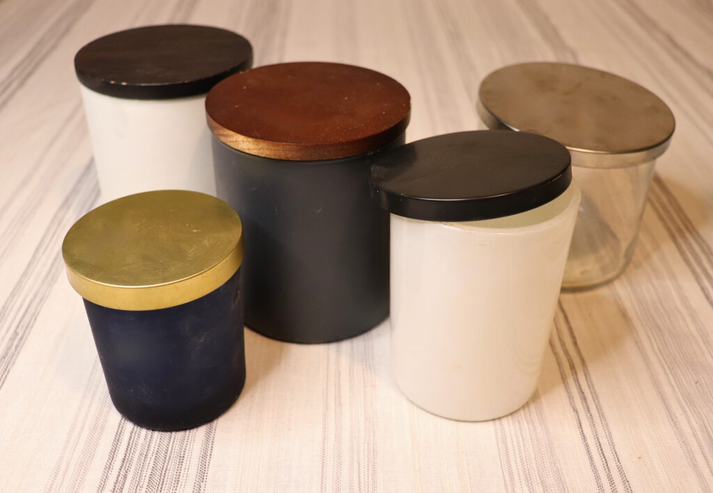 Empty candle jars with lids