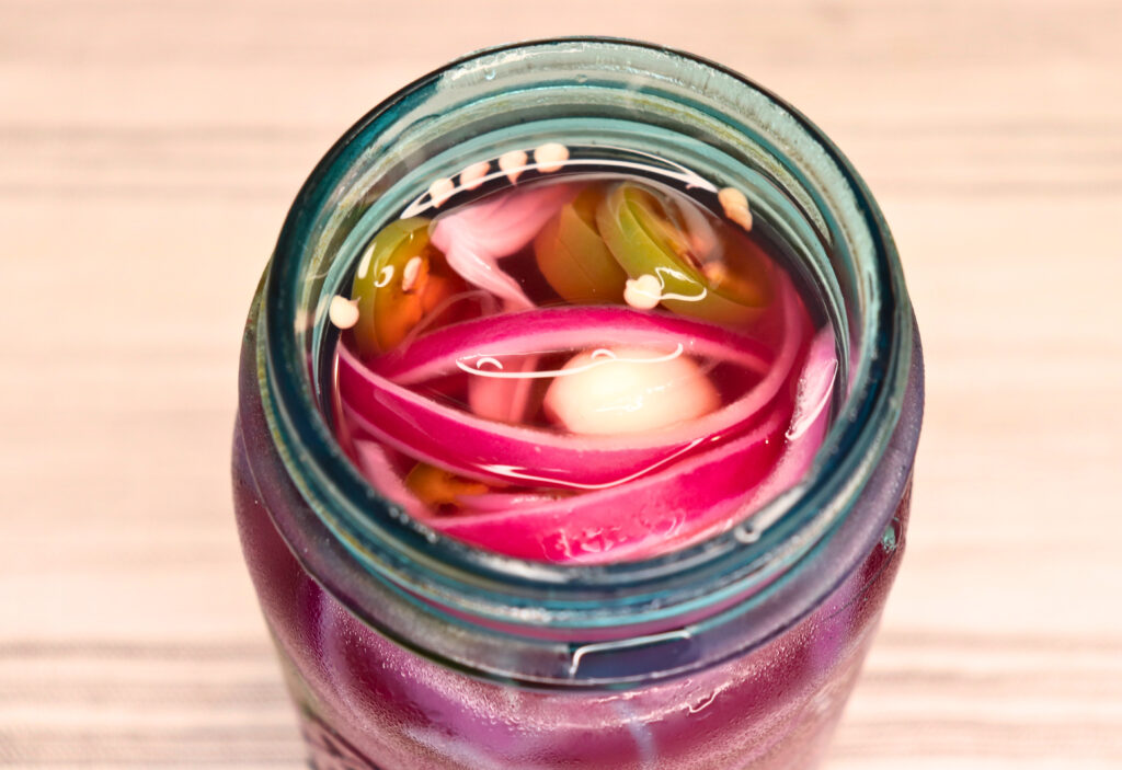 jar of spicy pickled onions