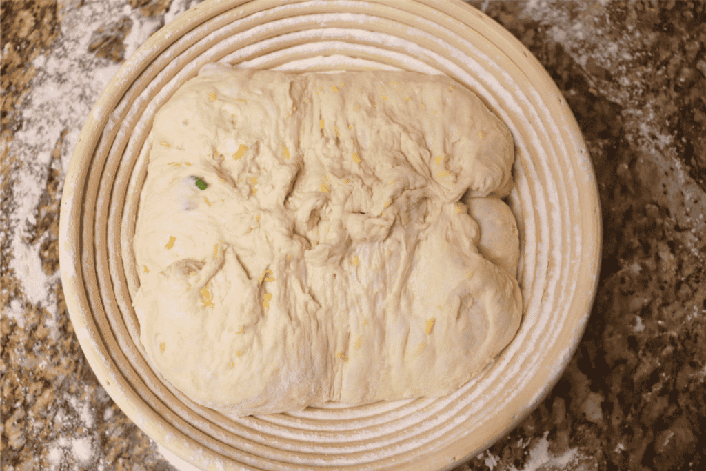 Sourdough in a floured banneton