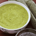 Bowl of green poblano crema sauce