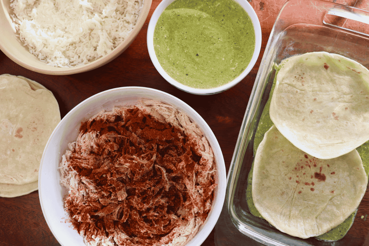 Ingredients for chicken enchilada casserole recipe
