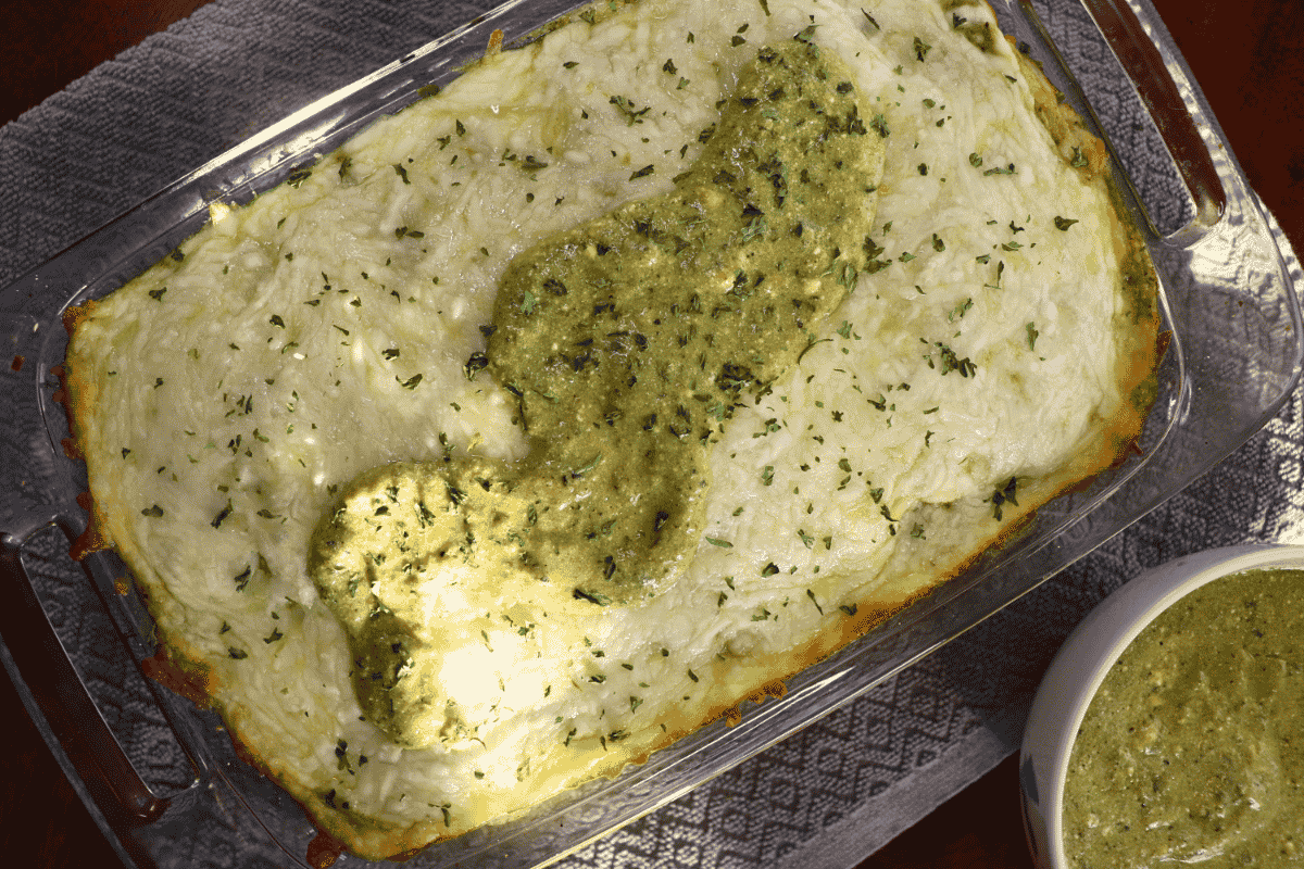 Cooked chicken enchilada casserole